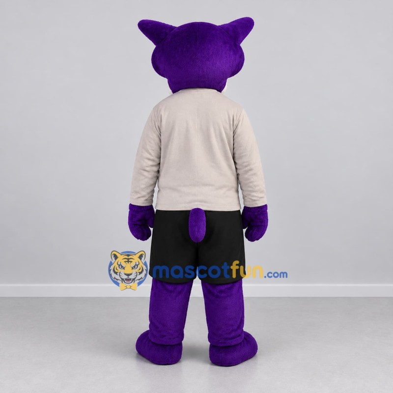 Custom Purple and Gray Wildcat Mascot Costume Adult Full Body Suit for Sports Events