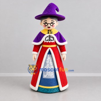 Custom Purple and Red Wizard Mascot Costume Adult Full Body Suit for Fantasy Events