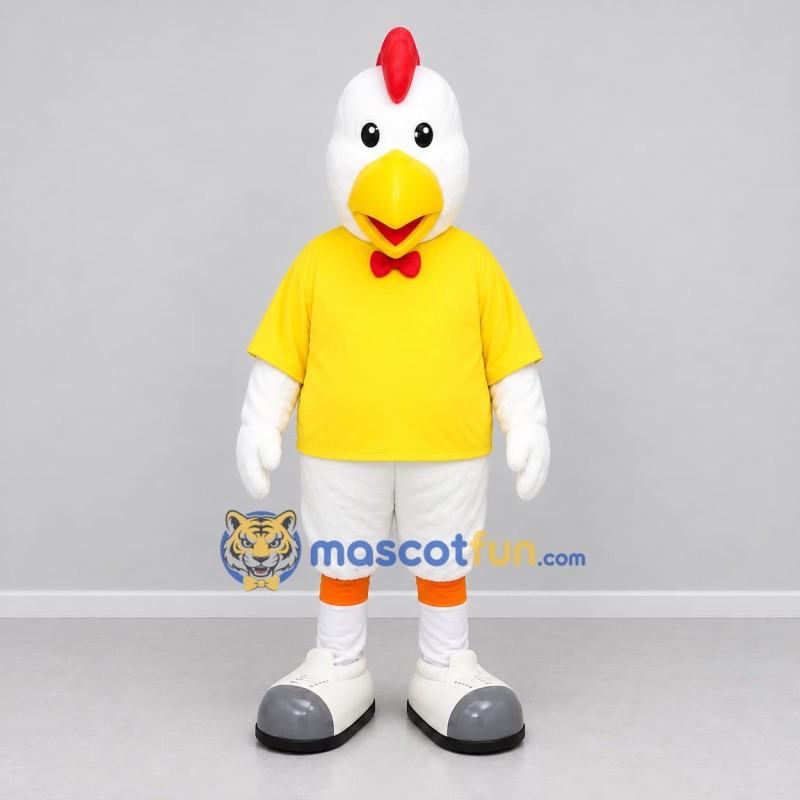 Custom White and Yellow Chicken Mascot Costume Adult Full Body Suit for Farm Events
