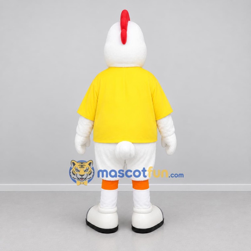 Custom White and Yellow Chicken Mascot Costume Adult Full Body Suit for Farm Events