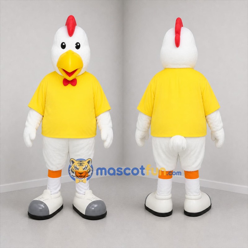 Custom White and Yellow Chicken Mascot Costume Adult Full Body Suit for Farm Events