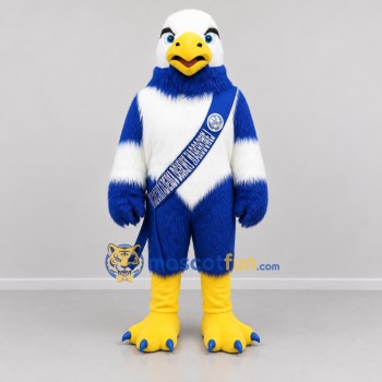Custom Blue and White Eagle Mascot Costume Adult Full Body Suit for Sports Events