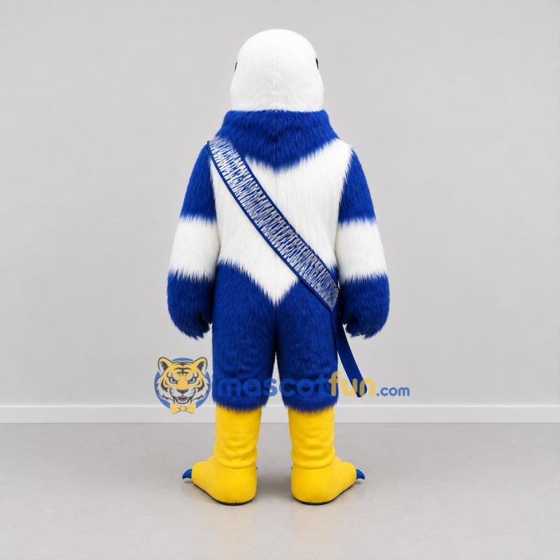 Custom Blue and White Eagle Mascot Costume Adult Full Body Suit for Sports Events