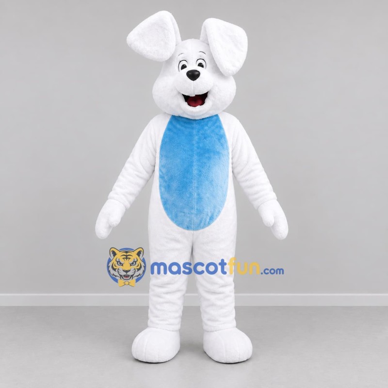 Custom White and Blue Rabbit Mascot Costume Adult Full Body Suit for Easter Events