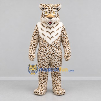 Custom Tan Black and White Leopard Mascot Costume Adult Full Body Suit for Wildlife Events