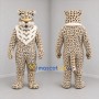 Custom Tan Black and White Leopard Mascot Costume Adult Full Body Suit for Wildlife Events
