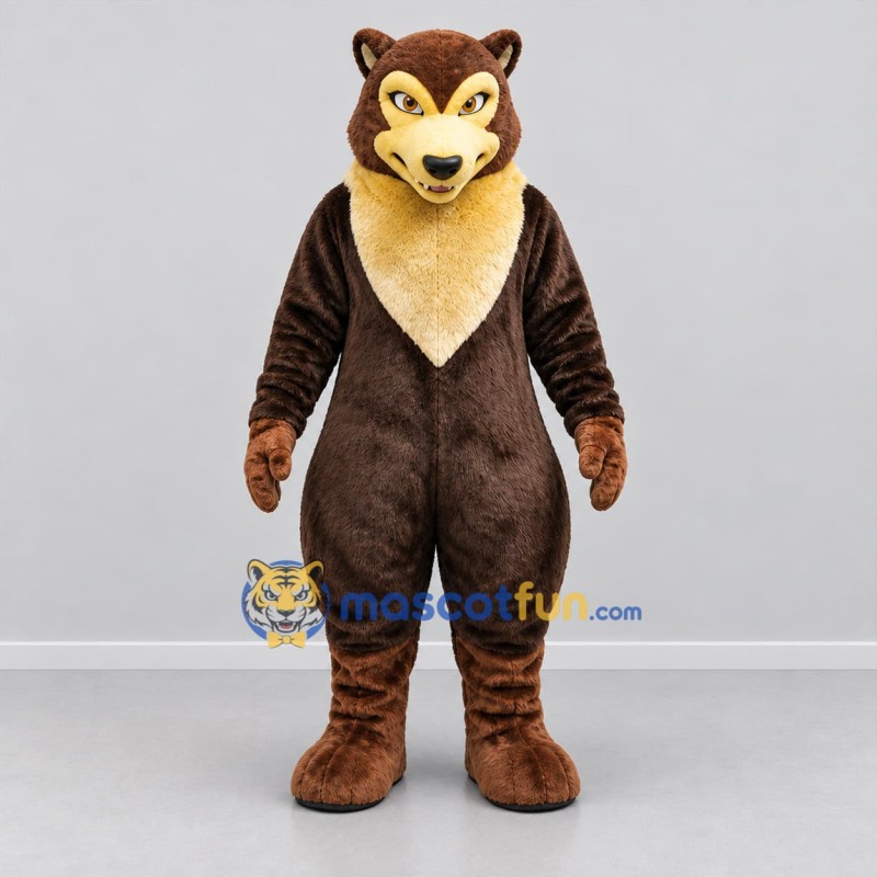 Custom Brown and Tan Wolf Mascot Costume Adult Full Body Suit for Zoo Events
