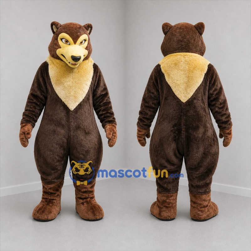 Custom Brown and Tan Wolf Mascot Costume Adult Full Body Suit for Zoo Events