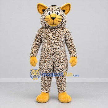 Custom Tan and Yellow Leopard Mascot Costume Adult Full Body Suit for Zoo Events