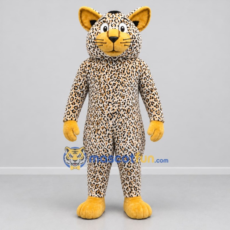 Custom Tan and Yellow Leopard Mascot Costume Adult Full Body Suit for Zoo Events