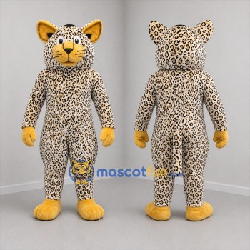 Custom Tan and Yellow Leopard Mascot Costume Adult Full Body Suit for Zoo Events
