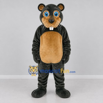 Custom Dark Gray and Brown Rodent Mascot Costume Adult Full Body Suit for Nature Events