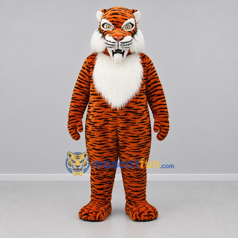 Custom Orange Black and White Tiger Mascot Costume Adult Full Body Suit for Wildlife Events