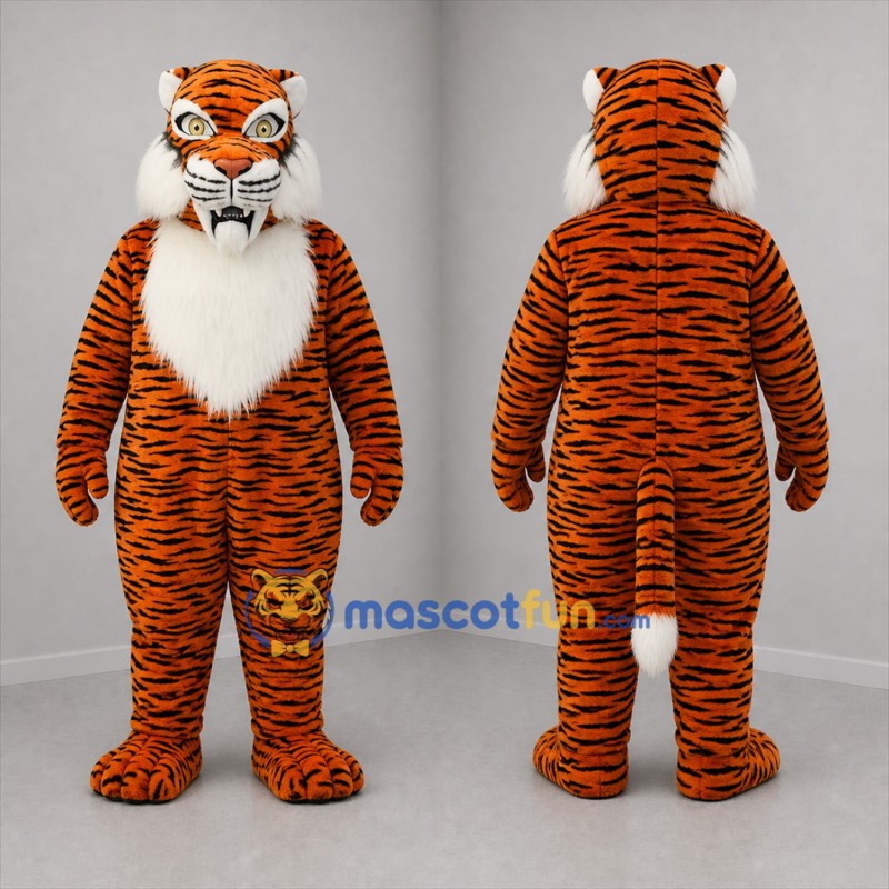 Custom Orange Black and White Tiger Mascot Costume Adult Full Body Suit for Wildlife Events