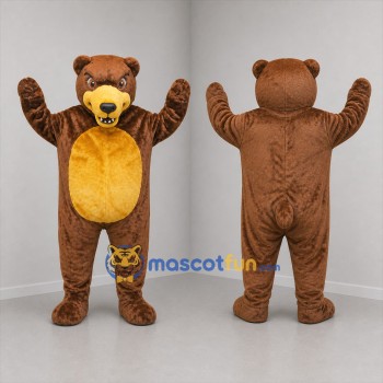 Custom Brown and Gold Bear Mascot Costume Adult Full Body Suit for Sports Events