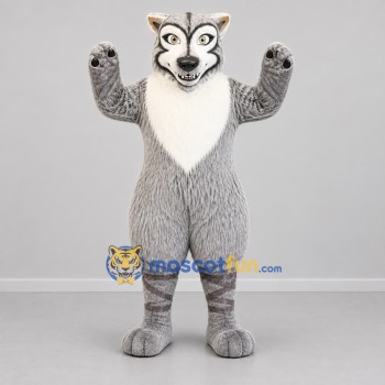 Custom Gray and White Wolf Mascot Costume Adult Full Body Suit for Wildlife Events