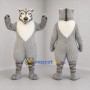 Custom Gray and White Wolf Mascot Costume Adult Full Body Suit for Wildlife Events