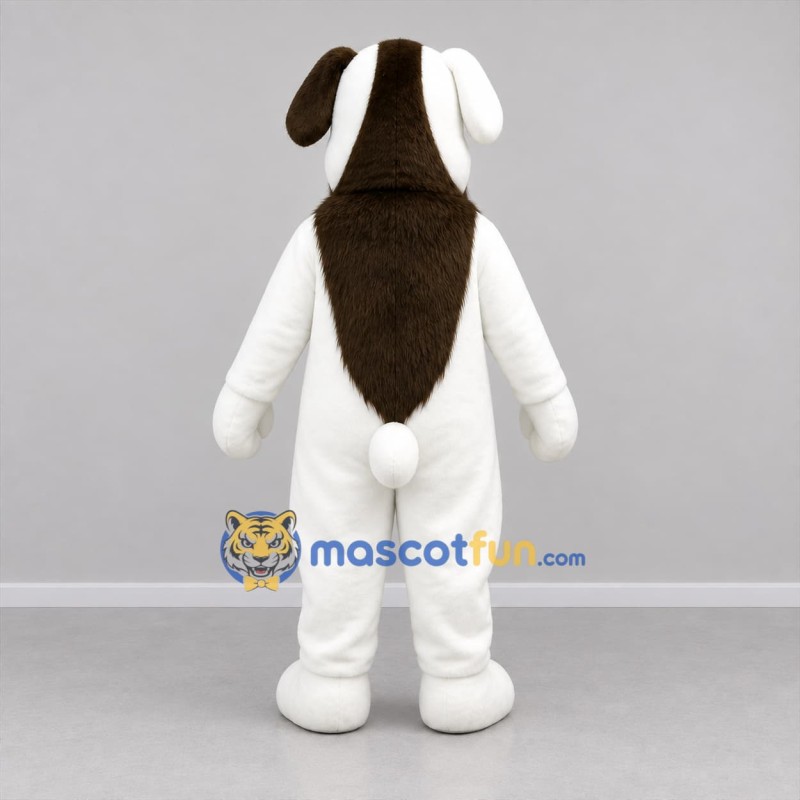 Custom White and Brown Dog Mascot Costume Adult Full Body Suit for Pet Events