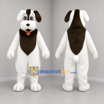 Custom White and Brown Dog Mascot Costume Adult Full Body Suit for Pet Events