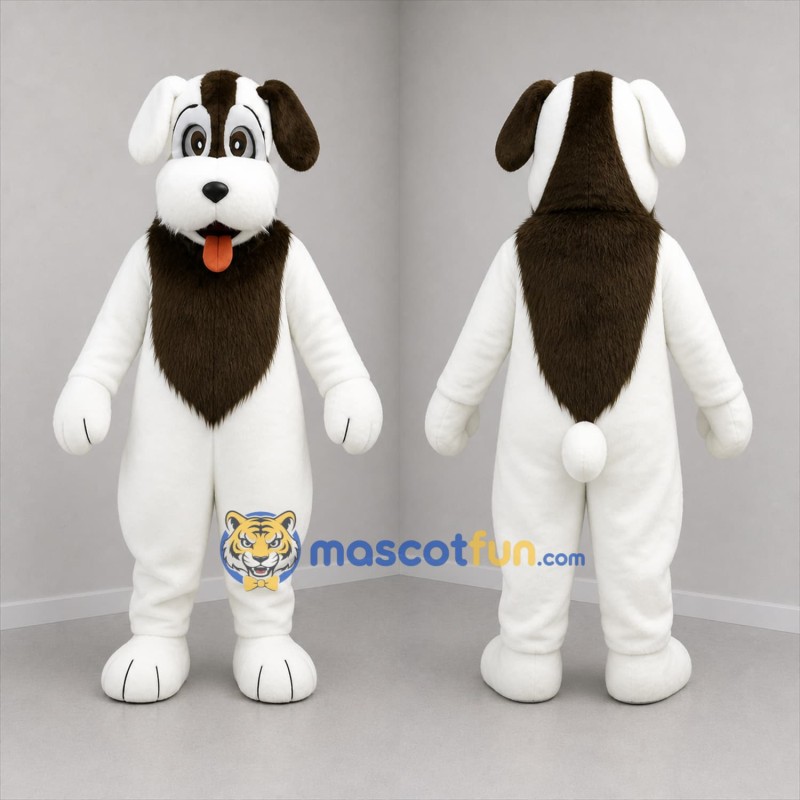 Custom White and Brown Dog Mascot Costume Adult Full Body Suit for Pet Events