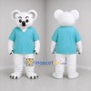 Custom White and Teal Koala Mascot Costume Adult Full Body Suit for Educational Events