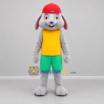 Custom Gray Yellow and Green Rabbit Mascot Costume Adult Full Body Suit for Easter Events
