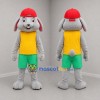 Custom Gray Yellow and Green Rabbit Mascot Costume Adult Full Body Suit for Easter Events