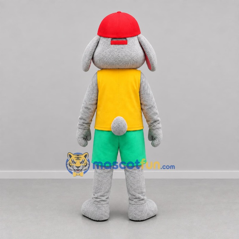 Custom Gray Yellow and Green Rabbit Mascot Costume Adult Full Body Suit for Easter Events
