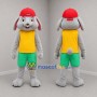 Custom Gray Yellow and Green Rabbit Mascot Costume Adult Full Body Suit for Easter Events