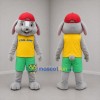 Custom Gray Yellow and Green Rabbit Mascot Costume Adult Full Body Suit for Children's Events