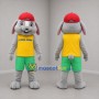 Custom Gray Yellow and Green Rabbit Mascot Costume Adult Full Body Suit for Children's Events