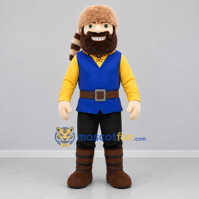 Custom Blue and Yellow Frontiersman Mascot Costume Adult Full Body Suit for Historical Events
