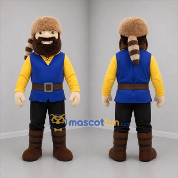 Custom Blue and Yellow Frontiersman Mascot Costume Adult Full Body Suit for Historical Events