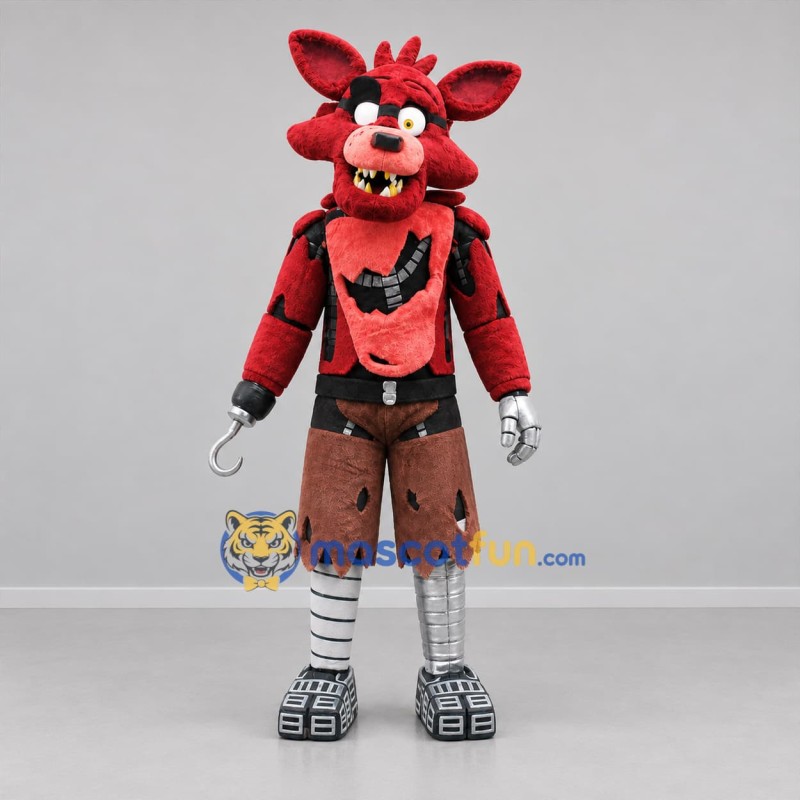 Custom Red and Brown Robot Pirate Fox Mascot Costume Adult Full Body Suit for Halloween Events