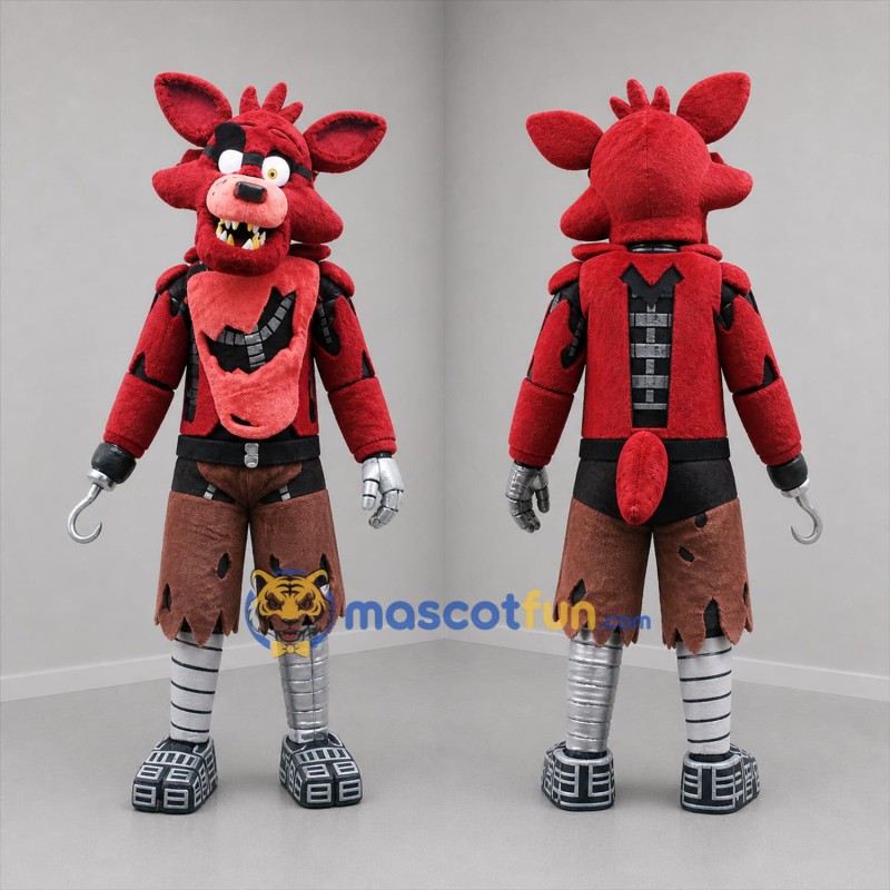 Custom Red and Brown Robot Pirate Fox Mascot Costume Adult Full Body Suit for Halloween Events