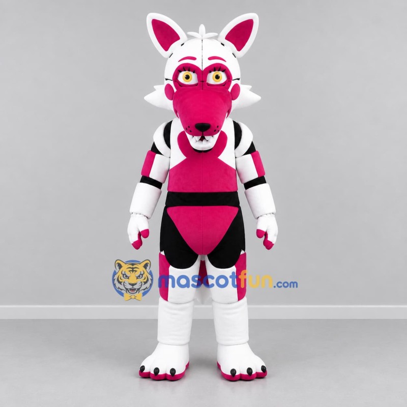 Custom White and Pink Robot Fox Mascot Costume Adult Full Body Suit for Halloween Events