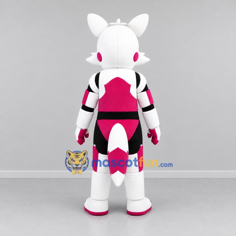 Custom White and Pink Robot Fox Mascot Costume Adult Full Body Suit for Halloween Events