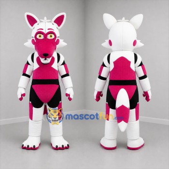 Custom White and Pink Robot Fox Mascot Costume Adult Full Body Suit for Halloween Events