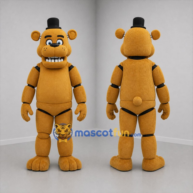 Custom Golden Brown Robot Bear Mascot Costume Adult Full Body Suit for Halloween Events