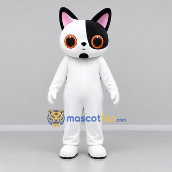 Custom Black and White Cat Mascot Costume Adult Full Body Suit for Children's Events