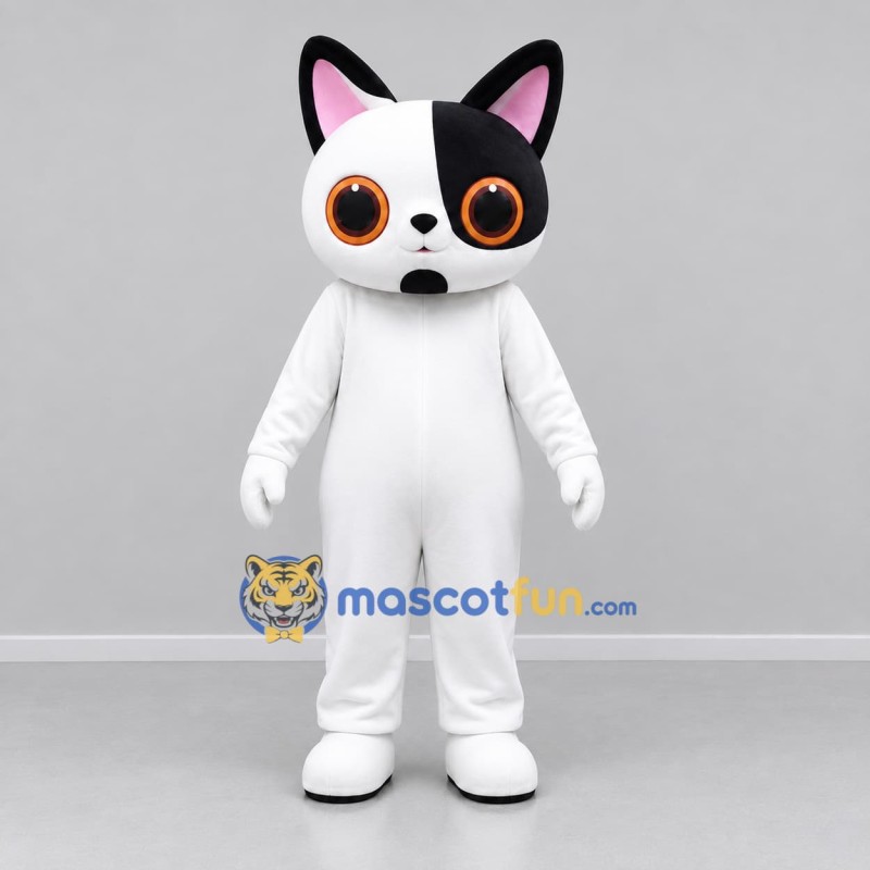 Custom Black and White Cat Mascot Costume Adult Full Body Suit for Children's Events