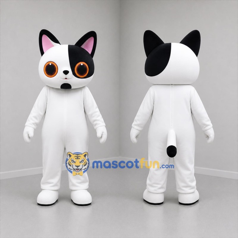 Custom Black and White Cat Mascot Costume Adult Full Body Suit for Children's Events