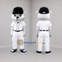 Custom White and Black Baseball Bear Mascot Costume Adult Full Body Suit for Baseball Games