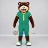 Custom Brown and Green Football Bear Mascot Costume Adult Full Body Suit for Sports Events