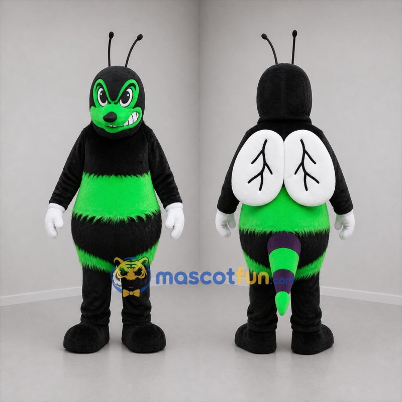 Custom Black and Green Bee Mascot Costume Adult Full Body Suit for Sports Events