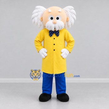 Custom Yellow and Blue Scientist Mascot Costume Adult Full Body Suit for Science Events