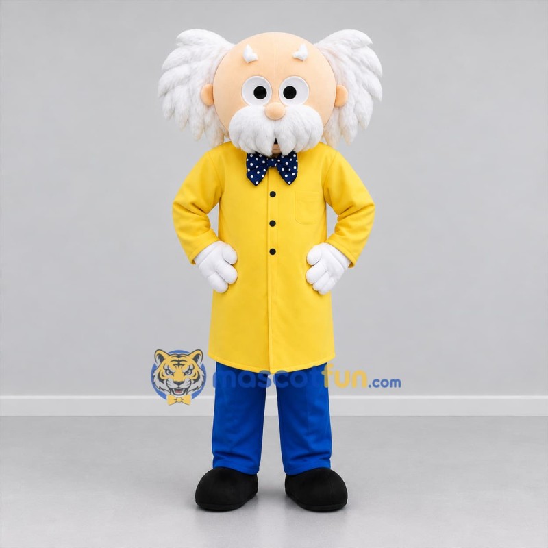 Custom Yellow and Blue Scientist Mascot Costume Adult Full Body Suit for Science Events