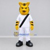Custom Yellow and White Tiger Mascot Costume Adult Full Body Suit for Sports Events