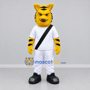 Custom Yellow and White Tiger Mascot Costume Adult Full Body Suit for Sports Events