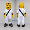 Custom Yellow and White Tiger Mascot Costume Adult Full Body Suit for Sports Events